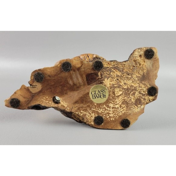 Glass Baron Handcrafted Humpback Whale Wood Mounted Base Gold Trim - Picture 11 of 11